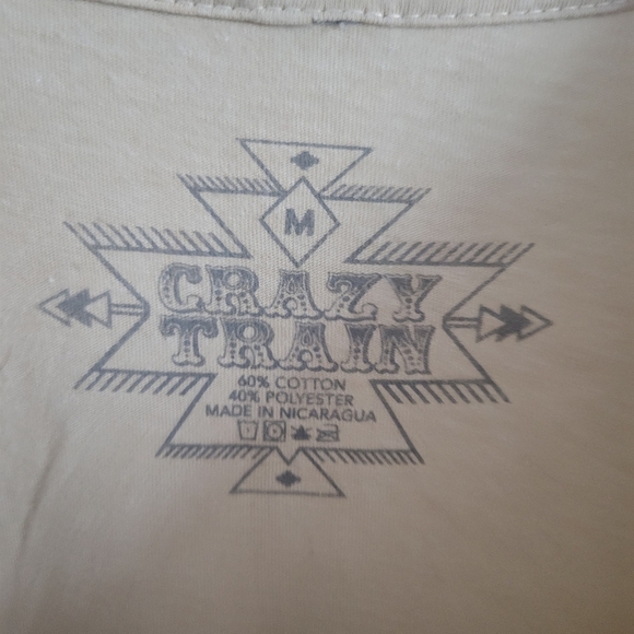 Crazy Train Women's "Float your Goat" Tan Short Sleeve Tshirt Size Medium - Picture 2 of 3